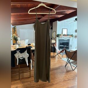 Olive green silk dress